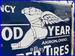 Large Vintage 1917 Goodyear Rubber Tires Porcelain Metal Sign! Akron, Ohio