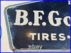 Large Vintage 1948 B. F. Goodrich Tires Batteries Gas Station 5ft Metal Sign