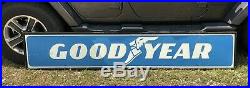 Large Vintage 1960s Goodyear Tires 8Ft Embossed Tin Sign / Gas Oil / Self Frame