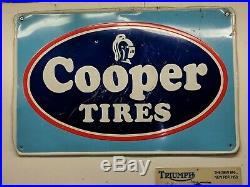Large Vintage Cooper Tires Gas Station Tire 45 Embossed Metal Sign