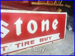 Large Vintage Double Sided Firestone Tires Gas Station Metal Sign