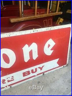 Large Vintage Double Sided Firestone Tires Gas Station Metal Sign