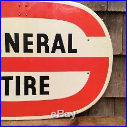 Large Vintage GENERAL TIRE Gas Station Dealer Garage Metal Sign Display 23X16