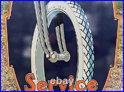 Large Vintage Good Year Blue Streak Tires Porcelain Metal Gas Pump Sign