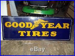 Large Vintage GoodYear GOOD YEAR TIRES Porcelain Sign 22 1/2 tall 64 1/2 wide
