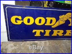 Large Vintage GoodYear GOOD YEAR TIRES Porcelain Sign 22 1/2 tall 64 1/2 wide