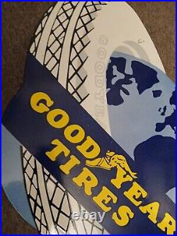 Large Vintage Goodyear Tires Battery Porcelain Metal Auto Gas Station Sign