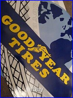 Large Vintage Goodyear Tires Battery Porcelain Metal Auto Gas Station Sign