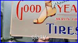 Large Vintage Goodyear Tires Porcelain Metal Gas Station Sign Tire 24 X 18