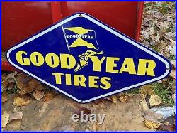 Large Vintage Goodyear Tires Service Porcelain Enamel Gas Station Pump Sign Die