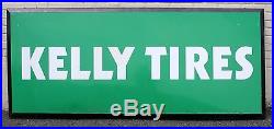 Large Vintage Kelly Tires Green Metal Automobile Gas Station Advertising Sign
