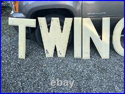 Large Vintage Metal Porcelain TWIN CITY TIRE CO. Letter Sign 30.5x18in HEAVY