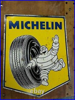 Large Vintage Michelin advertising sign yellow