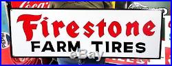 Large Vintage Painted Metal FIRESTONE FARM TIRES Tractor Truck Gas Oil 36 Sign