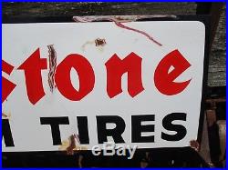 Large Vintage Painted Metal FIRESTONE FARM TIRES Tractor Truck Gas Oil 36 Sign