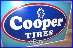 Large Vintage c. 1970 Cooper Tires Tire Gas Station Oil 45W Embossed Metal Sign