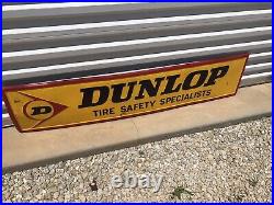 Large Vtg Dunlop Tires Horizontal/Vertical Signs Embossed Metal Approx 60x14