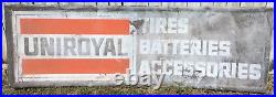Large Vtg Uniroyal Tires Batteries Gas Station Oil 72 Embossed Metal Sign 878a