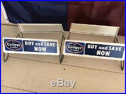 Lot 2 Cooper Tires Buy & Save Now- Tire Signs Vtg Metal Display Stand Rack