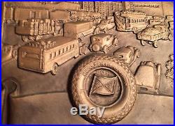 Lrg 1950's Vintage Goodyear Tires Gas 17 3D Bronze Sign Award Plaque Blimp HTF