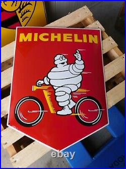 MICHELIN Motorcycle Tyres Gas & Oil Garage Porcelain Enamel Vintage Dealer Sign