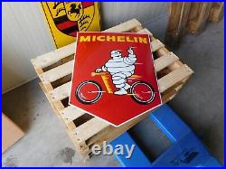 MICHELIN Motorcycle Tyres Gas & Oil Garage Porcelain Enamel Vintage Dealer Sign