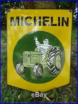 MICHELIN Porcelain Sign Advertising Vintage Racing USA 24 Domed Old Tires Farm