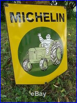MICHELIN Porcelain Sign Advertising Vintage Racing USA 24 Domed Old Tires Farm