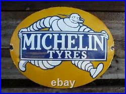 MICHELIN Tires porcelain sign advertising vintage gas oil 20 USA Tyre Bib Shop