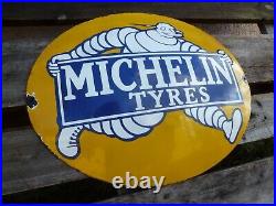 MICHELIN Tires porcelain sign advertising vintage gas oil 20 USA Tyre Bib Shop