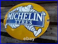 MICHELIN Tires porcelain sign advertising vintage gas oil 20 USA Tyre Bib Shop