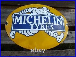 MICHELIN Tires porcelain sign advertising vintage gas oil 20 USA Tyre Bib Shop