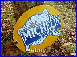 MICHELIN porcelain sign 20 vintage old gasoline oil advertising USA tires bib