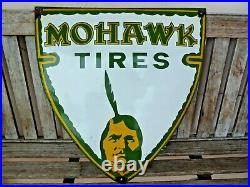 MOHWAK TIRES 20 porcelain sign advertising vintage gasoline oil old gas tyre