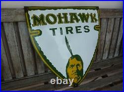 MOHWAK TIRES 20 porcelain sign advertising vintage gasoline oil old gas tyre