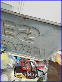 McCreary Tires Sign Vintage Metal Garage Shop Decor Gas Oil 48x18 embossed