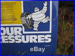 Michelin Garage Metal Vintage Tyre Pressure Sign New Old Stock 1978 Rare 40years