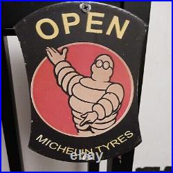 Michelin Man Tire Service Sales Vintage Door Push Die-cut Porcelain Sign