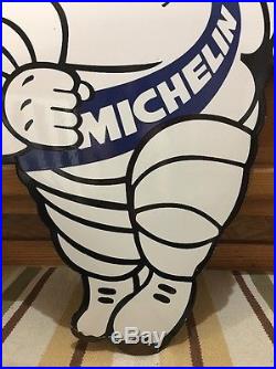 Michelin Man Vintage Porcelain Sign Tire Coupe Mobil Motor Gasoline Pump Gas