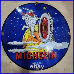 Michelin Tires Porcelain Enamel Sign 30 Inches Round