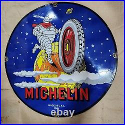 Michelin Tires Porcelain Enamel Sign 30 Inches Round