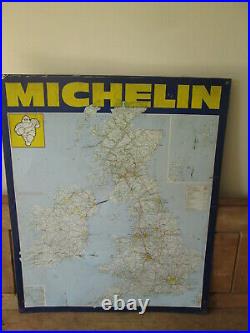 Michelin map showing UK and Ireland. Goodyear. Dunlop. Vintage sign. Tyre sign
