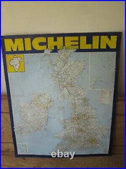 Michelin map showing UK and Ireland. Goodyear. Dunlop. Vintage sign. Tyre sign