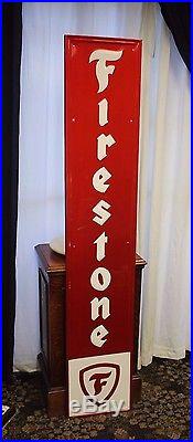 NOS 1960s Firestone Tires vertical self-framed tin advertising vintage sign #2