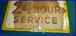 NOS Vintage 1949 Goodyear Tires 24 Hr Service Station 36 Embossed Metal Sign