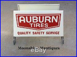 NOS Vintage AUBURN TIRES Display Stand Rack Sign Gas & Oil