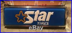 NOS Vintage Embossed Star Tire Double Sided Lighted Sign