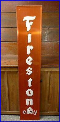 NOS Vintage Original 72 FIRESTONE TIRES Sign Gas Oil Embossed Metal Sign Minty