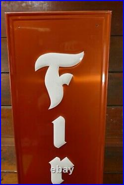 NOS Vintage Original 72 FIRESTONE TIRES Sign Gas Oil Embossed Metal Sign Minty