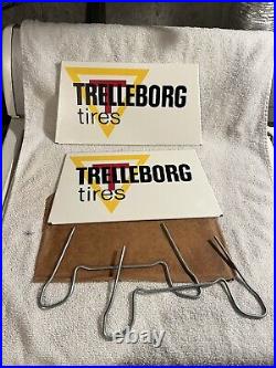 NOS Vintage Trelleborg Tire Stand Rack Sign